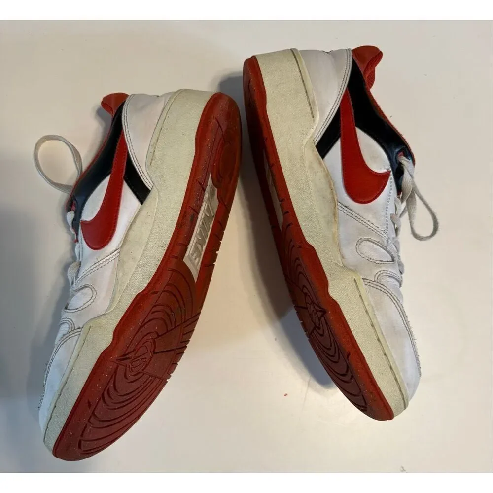Nike Men's Size 10.5 Full Force Low Sneakers White Red Black AF1 Athletic Shoe